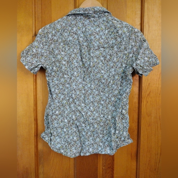 100% cotton Vintage Small Faded Glory Button Up Olive Blue florals - Picture 5 of 5